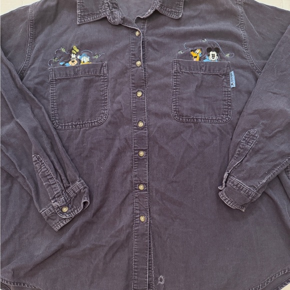 Mickey Unlimited Women Plus Blouse Button Front Mickey Mouse Corduroy Donald - Picture 4 of 11